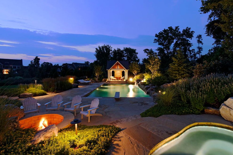 Adirondack Camp for a Eclectic Landscape with a Landscape Lighting and Nature's Beauty by Surrounds Landscape Architecture + Construction