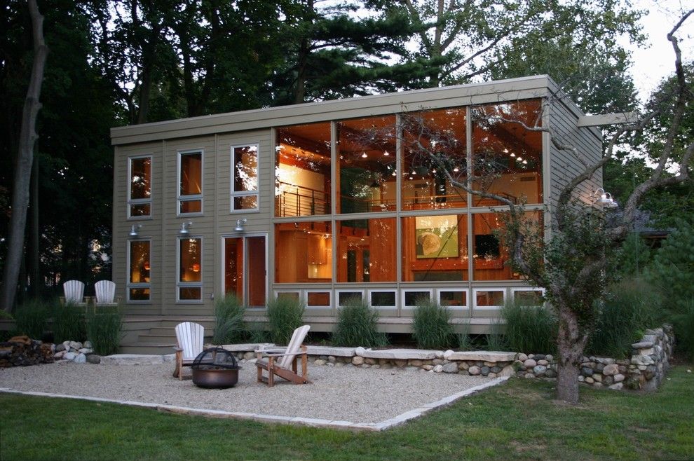 Adirondack Camp for a Modern Exterior with a Modern Barn and Lakeside Think Tank, Michigan by Carr Warner, Architects