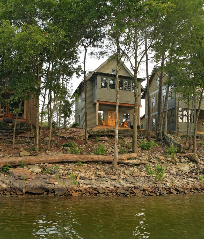 Adirondack Camp for a Rustic Exterior with a Water Front and Silverock Cove by Jeffrey Dungan Architects