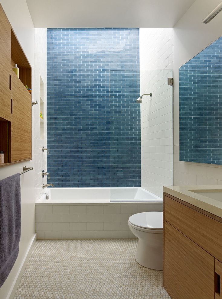 Aia Sf for a Contemporary Bathroom with a Blue Tile and Mateo Street House by Boor Bridges Architecture