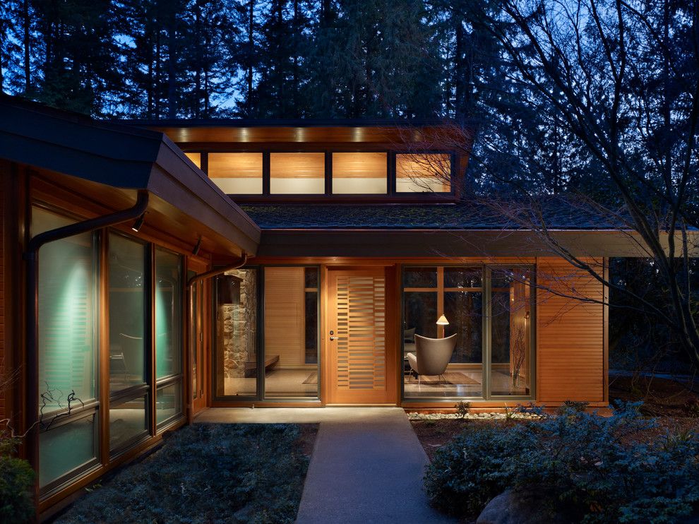 Aia Sf for a Midcentury Entry with a Night Lighting and Lake Forest Park Renovation by Finne Architects