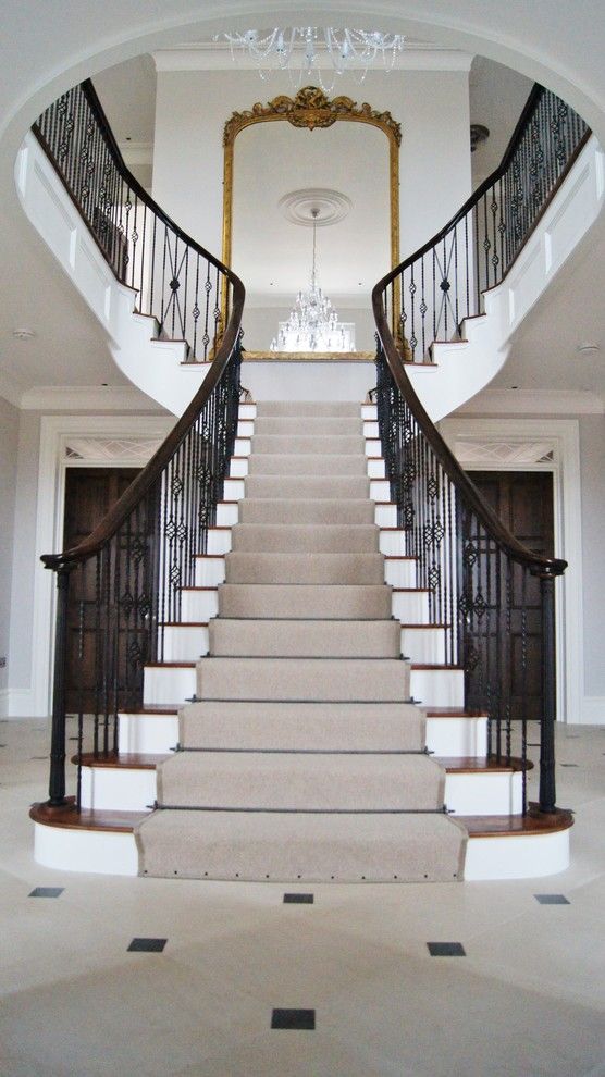 Airbase Carpet Mart for a Traditional Staircase with a Stair Railing and Grand Staircase by Warren Hughes Ltd