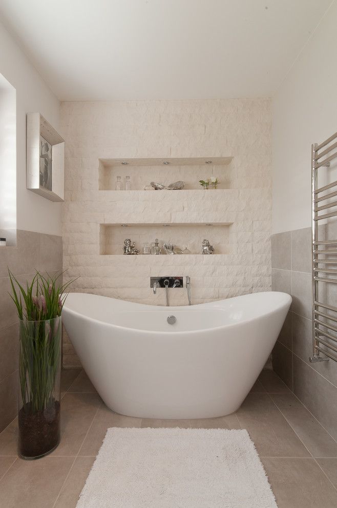 Alcove Definition for a Transitional Bathroom with a Towel Warmer and Pilgrims Way by 50 Degrees North Architects