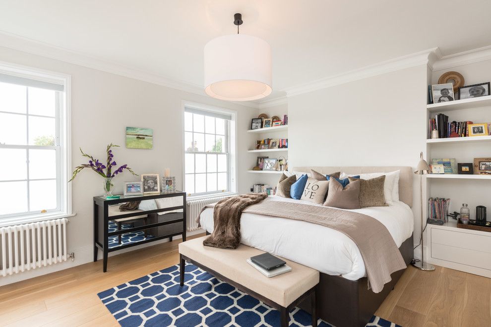 Alcove Definition for a Transitional Bedroom with a Throw and Hampstead Heath Family Home by Design Box London