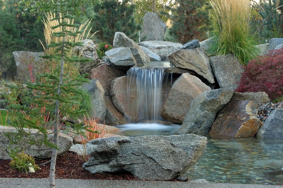 Alderwood for a Eclectic Landscape with a Engineering and We Add Fire, Water and Light! by Alderwood Landscape Architecture and Construction