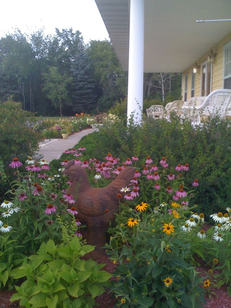 Alice in Wonderland Mushroom for a Traditional Landscape with a Red Mulch and Palace Sunshine by Country Estate, Farmhouse