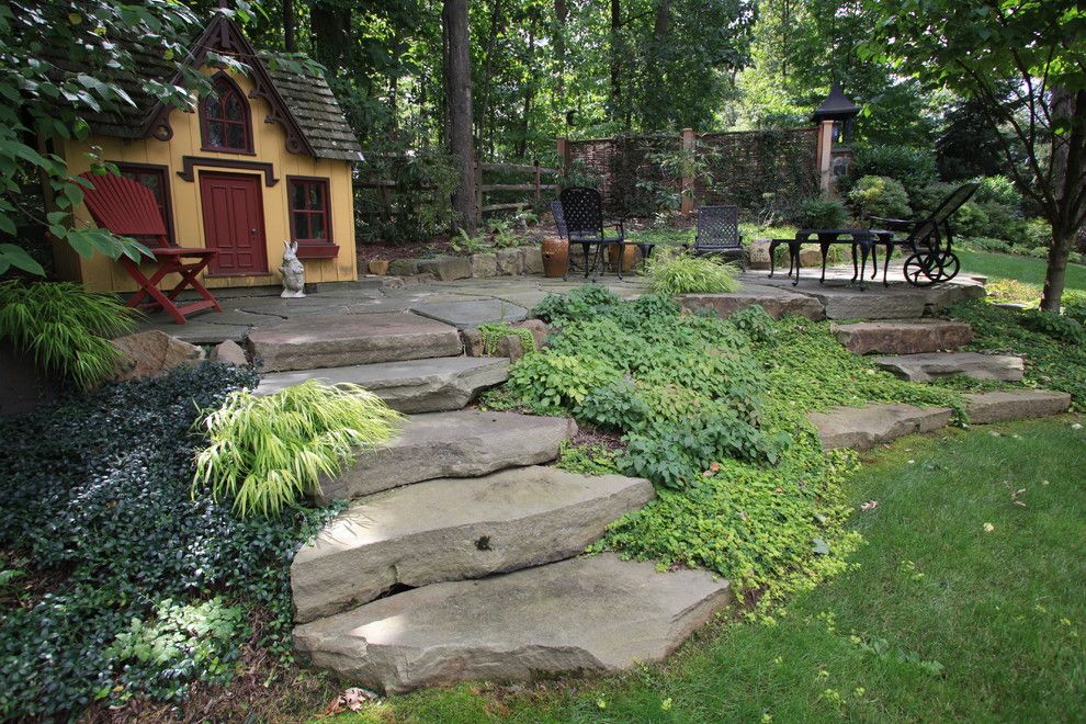 Alice in Wonderland Mushroom for a Traditional Landscape with a Traditional and Garden Playhouse with Patio Space by the Todd Group