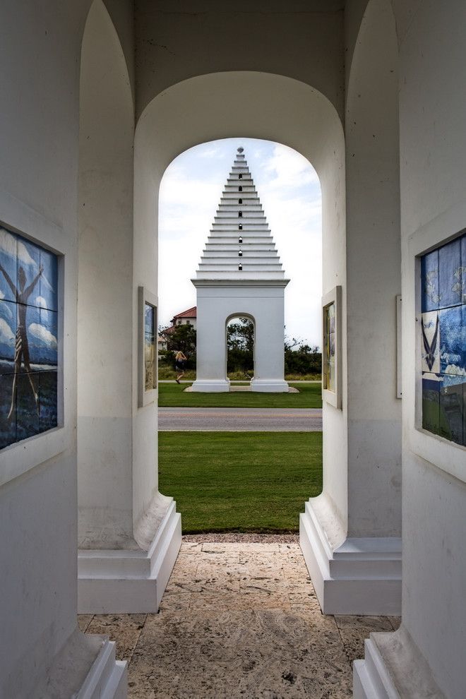 Alys Beach Florida for a Tropical Entry with a Tropical and Caliza Pool in Alys Beach, Florida by Eric Marcus Studio