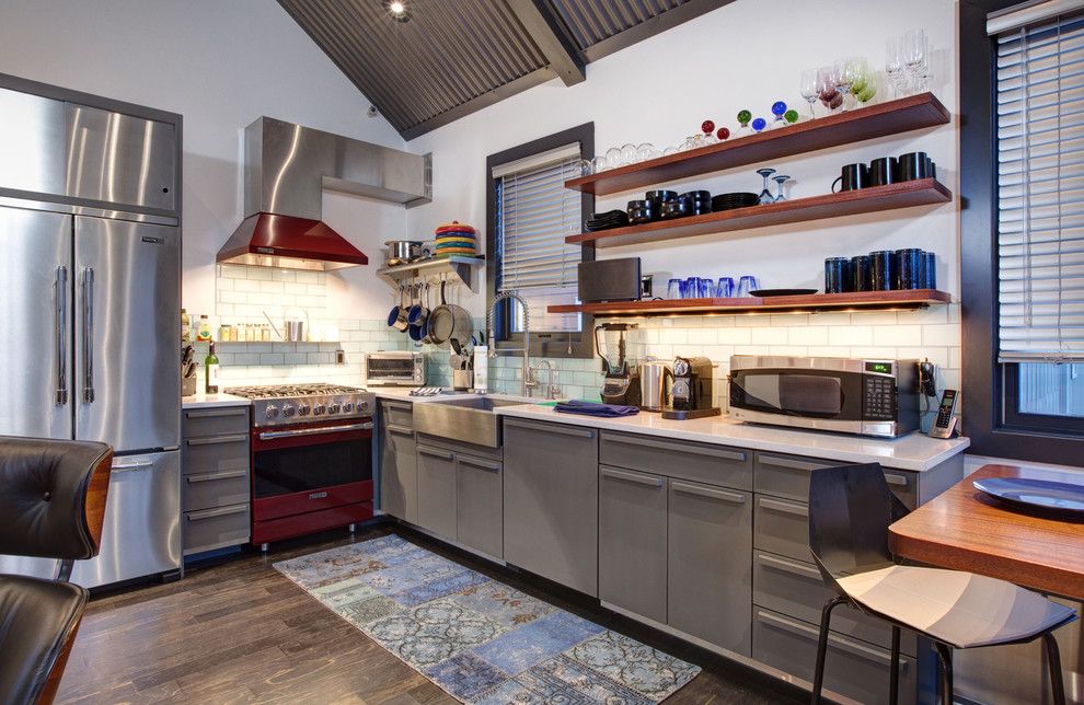 Amaron for a Contemporary Kitchen with a Gray Shelves and Lowell Ave. Park City Utah by Todd Arenson Construction