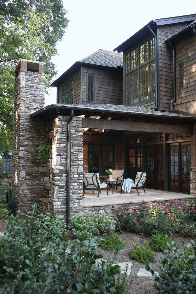 American Exteriors for a Traditional Porch with a Shingle and Back Porch by Dresser Homes