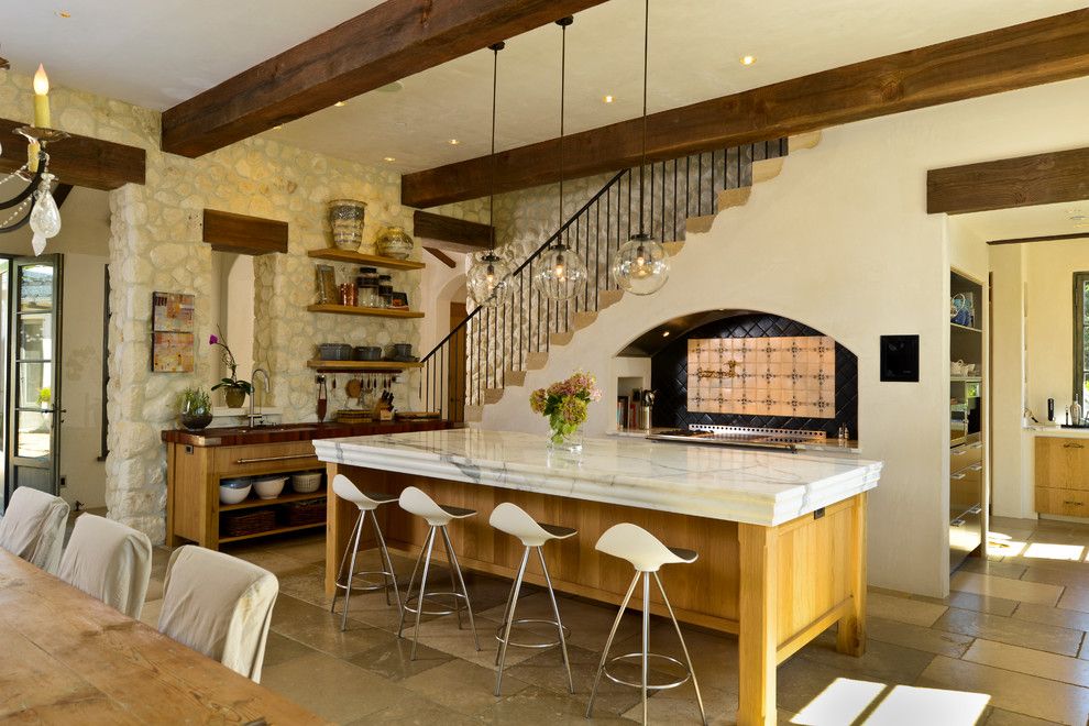 Anixter Center for a Mediterranean Kitchen with a Black Iron Banister and Woodside Estate by Fgy Architects