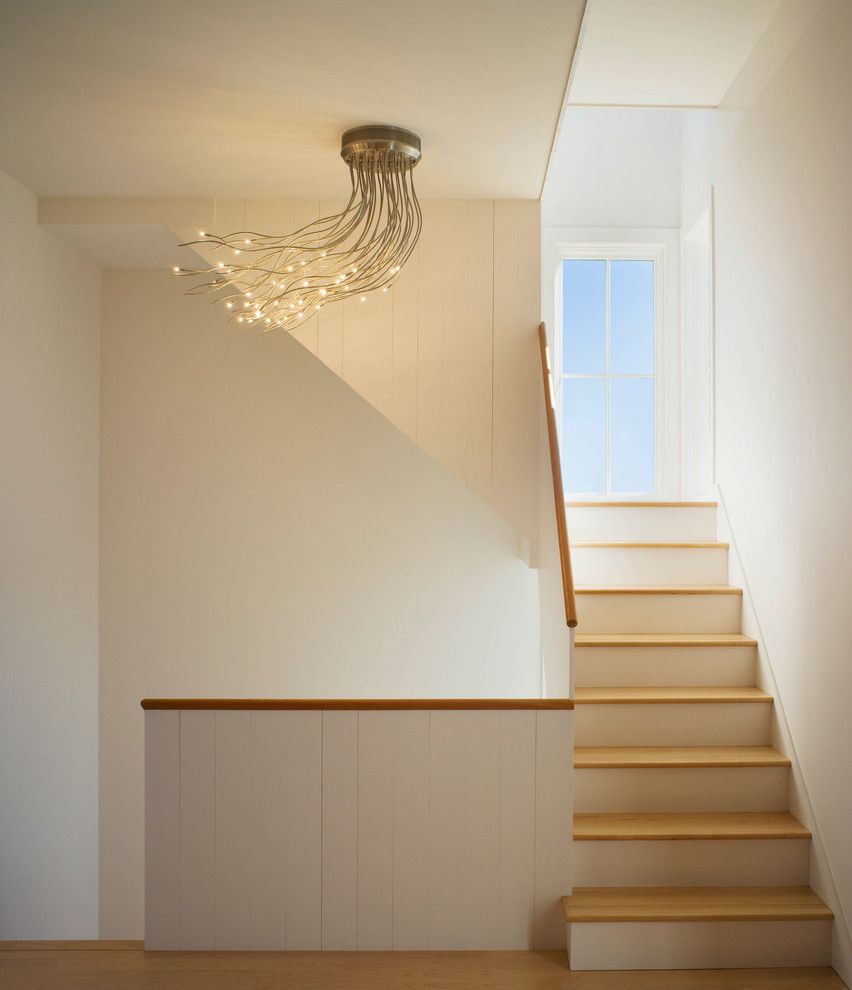 Anixter Center for a Modern Staircase with a Unique Ceiling Light and Block Island House by Estes/twombly Architects, Inc.