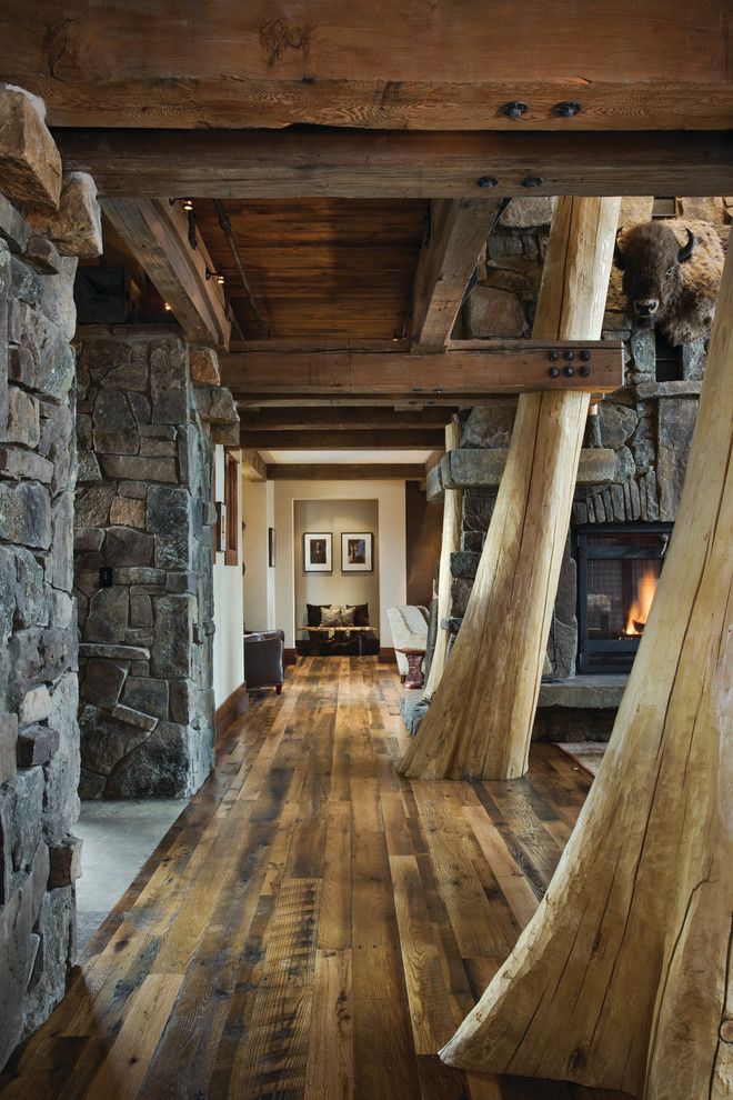 Appalachian Log Homes for a Rustic Hall with a Open Concept and Elk Ridge Lodge by Centre Sky Architecture Ltd