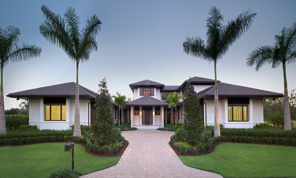 Appalachian Log Homes for a Tropical Exterior with a Interior Design and Private Residence, the Estuary, Naples, Fl by Harwick Homes