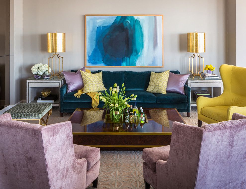 Aqua World for a Transitional Living Room with a Apartment and Riverside Penthouse by Tobi Fairley Interior Design