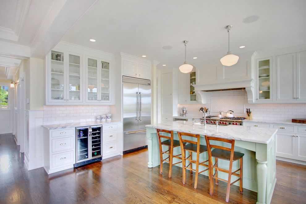 Aragon Entertainment Center for a Traditional Kitchen with a Range and Kirkland Traditional by Rw Anderson Homes