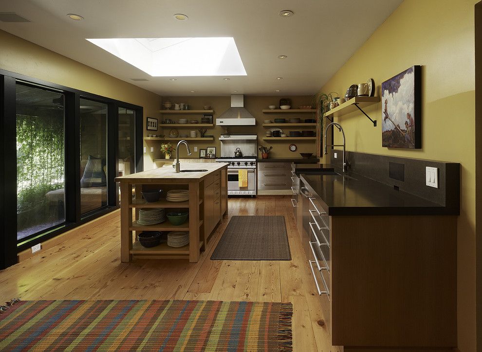 Armstrong Commercial Flooring for a Contemporary Kitchen with a Kitchen Hardware and Big Ranch Kitchen by Poor House Interior Design