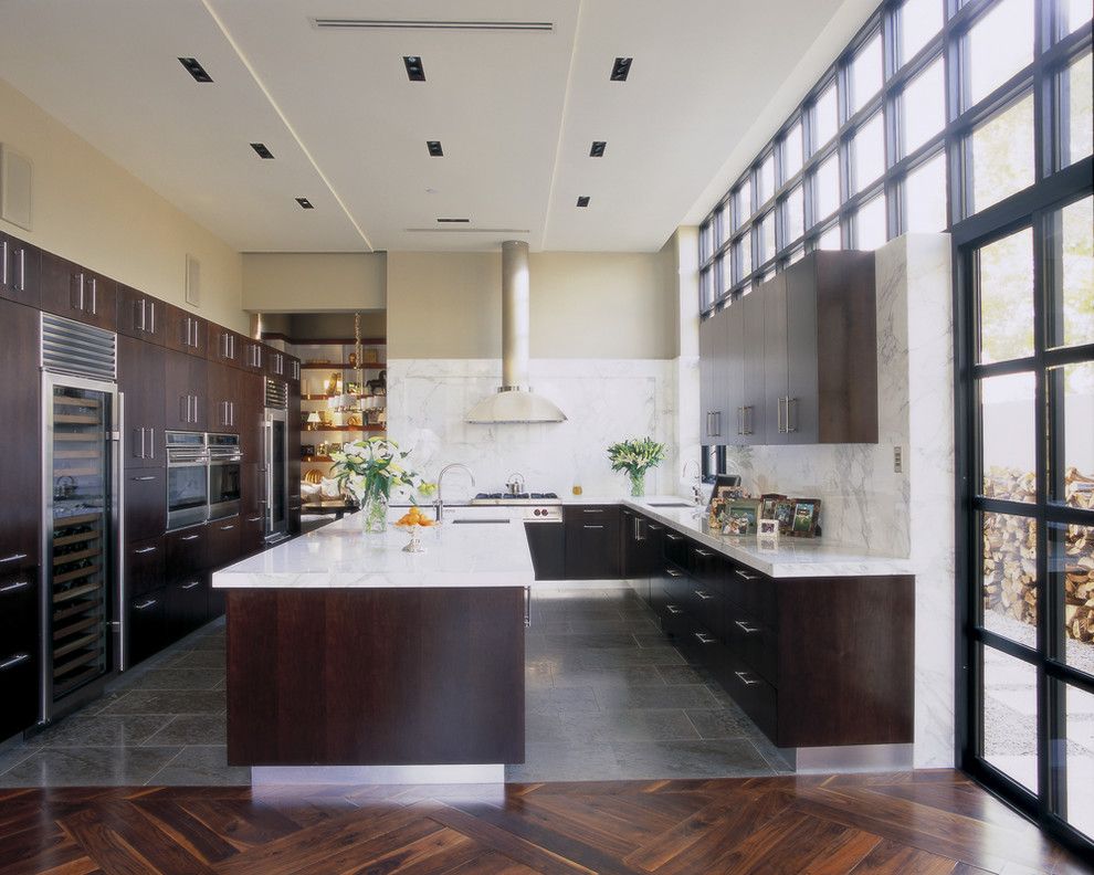 Asbestos Floor Tiles for a Contemporary Kitchen with a Kitchen Island and Jamie Herzlinger by Jamie Herzlinger