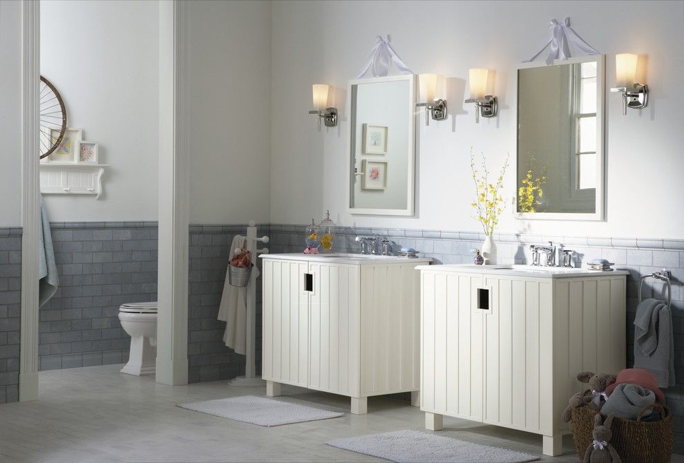 Ashley Furniture Albuquerque for a Transitional Bathroom with a Hers and His and Kohler Bathrooms by Capitol District Supply