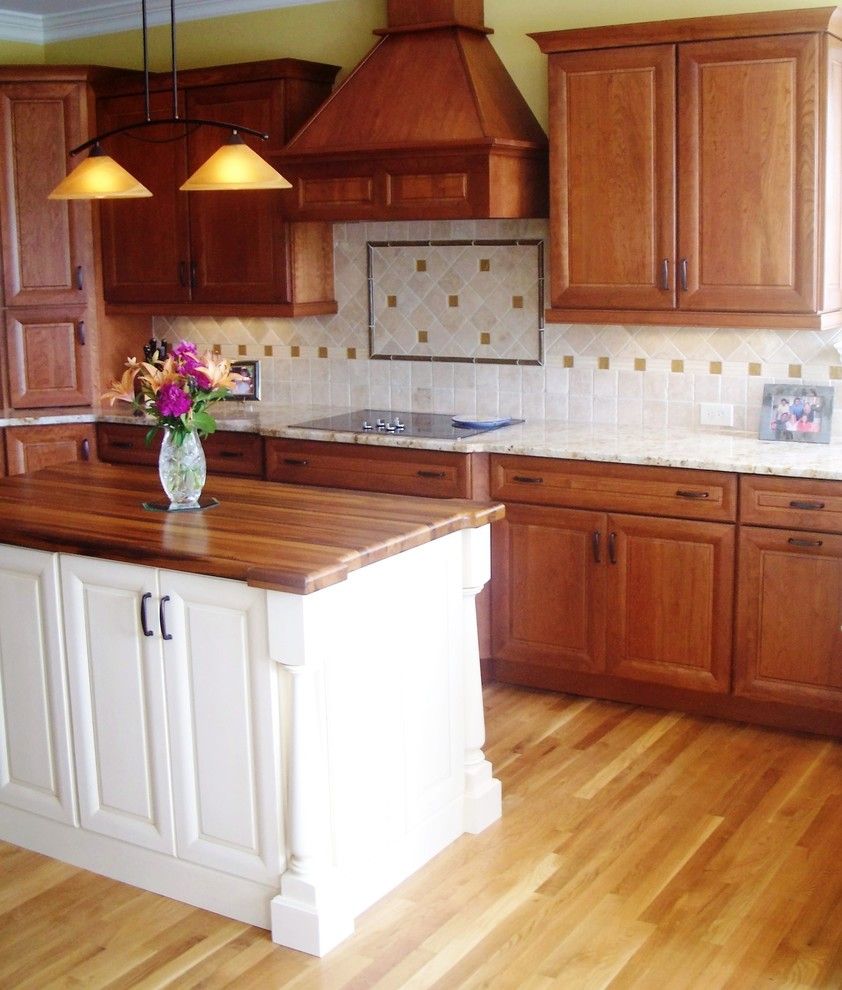 Ashley Furniture Wilmington Nc for a Traditional Kitchen with a Pecan Stain and Traditional Cherry with Off White Accent by Shoreline Cabinet Company