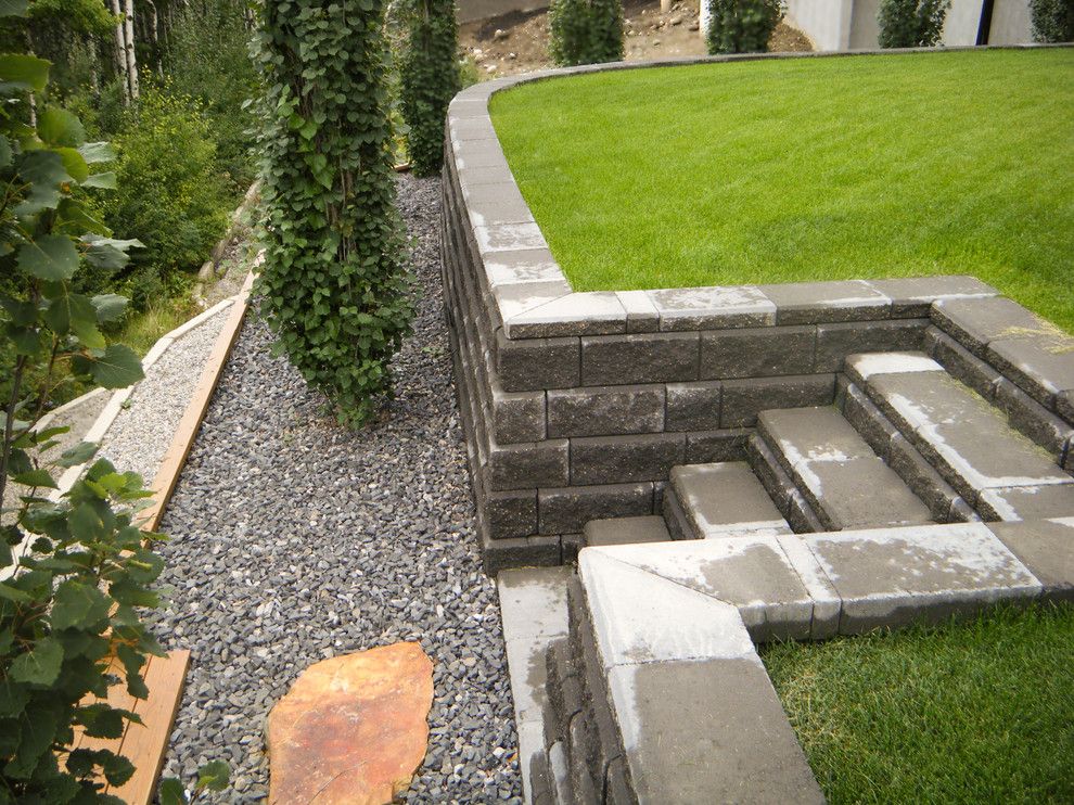 Aspen Contracting for a  Landscape with a  and Interlocking Retaining Walls by Blue Aspen Contracting