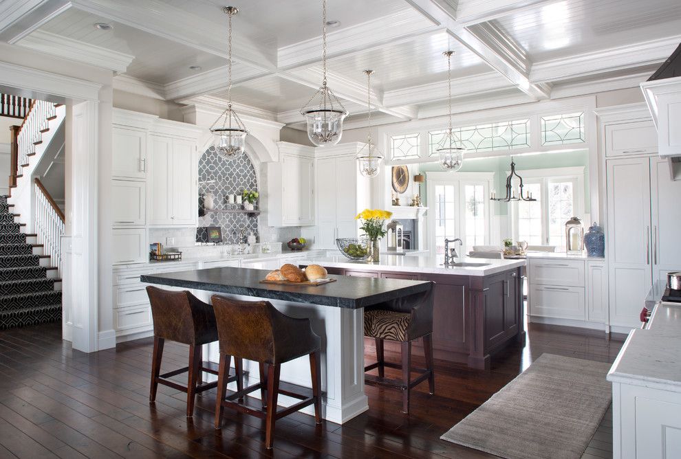 Atlas Flooring for a Traditional Kitchen with a Pendant Lights and Clean and Classic by Angela Otten; Wmohs Showrooms Inc