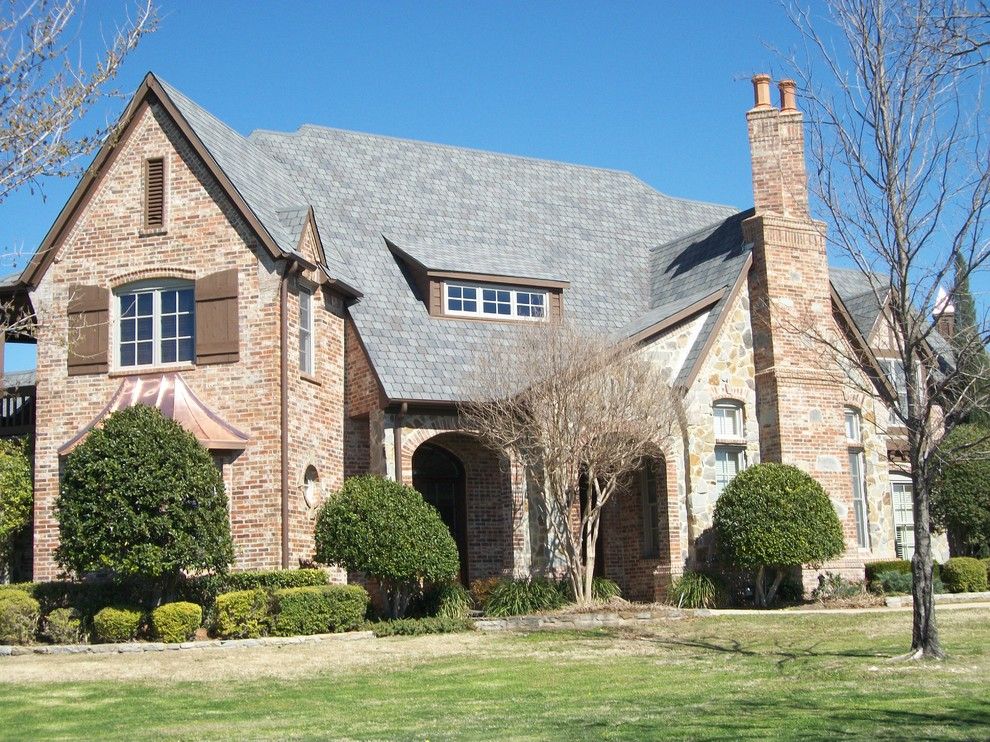 Atlas Roofing for a Transitional Exterior with a Class 4 and Impact Resistant Shingle / Copper Concave Bay Window by Swan Roofing, Llc