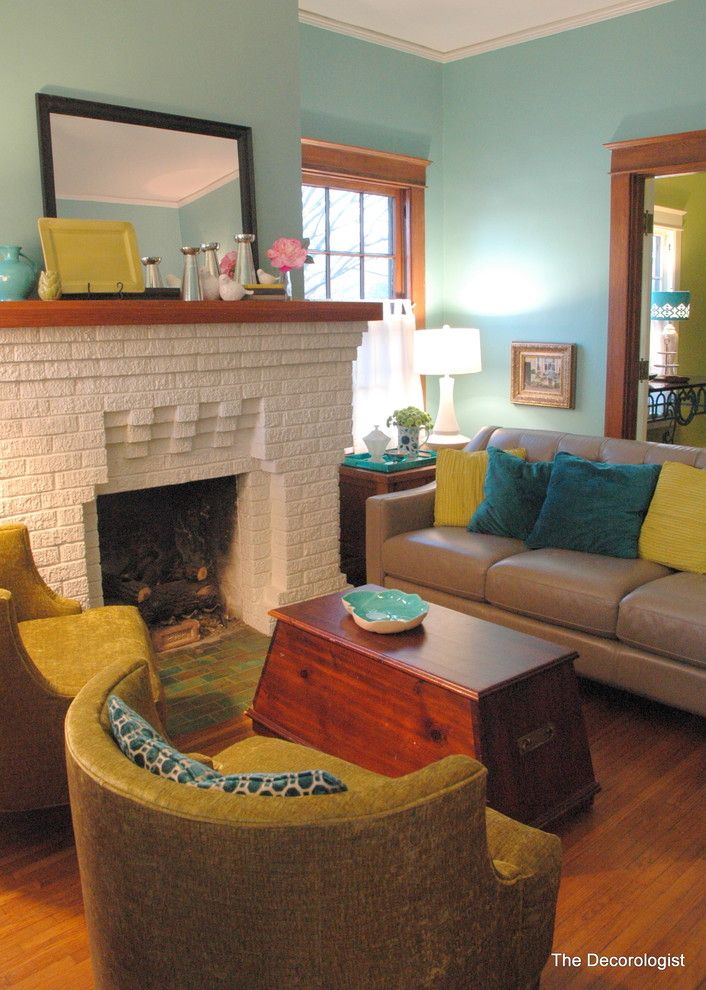 Atwal Eye Care for a Eclectic Living Room with a Retro and Bright Colors for a Historic Bungalow by Kristie Barnett, the Decorologist