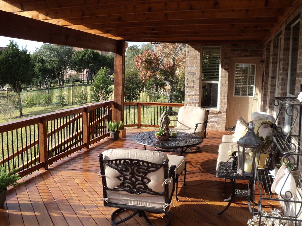 Austin Furniture Depot for a Traditional Porch with a Decks Austin and Garapa Decking with Oklahoma Stone Patio and Cedar Pergola by Centex Decks and Outdoor Living