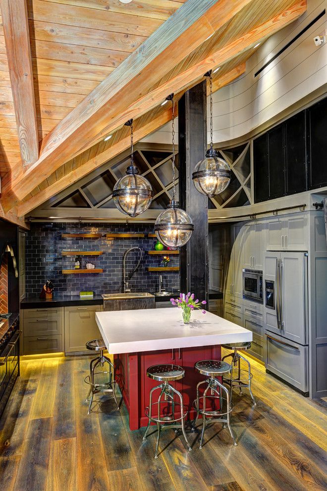 Az Tile Tempe for a Rustic Kitchen with a Rustic and Mountain Retreat by Anne Sneed Architectural Interiors