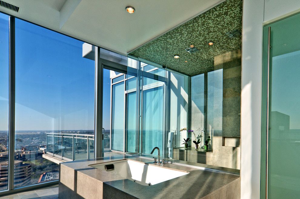 Azure Dallas for a Contemporary Bathroom with a Mosaic Tile and Azure Penthouse by Glenn Johnson Photography