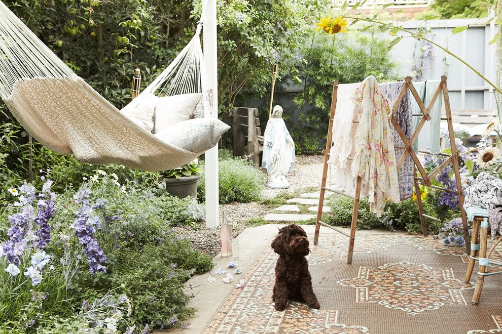 Baby Wiener Dogs for a Shabby Chic Style Patio with a Outdoor Rugs and Beautiful Boho in Venice Beach by Rachel Ashwell Shabby Chic Couture