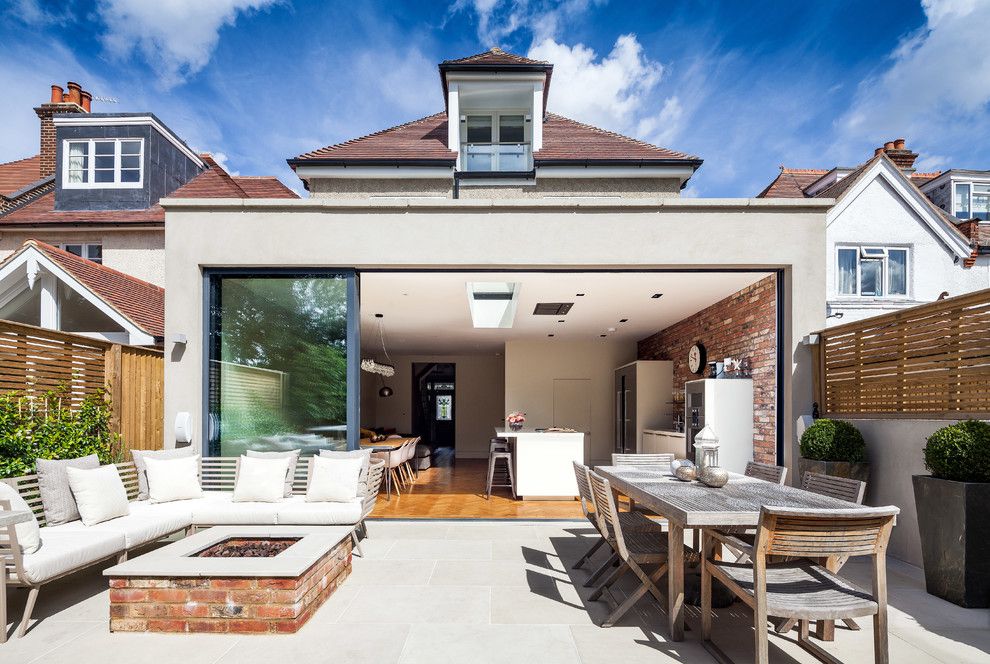 Backyard Bbq Pit for a Contemporary Patio with a Pocket Doors and Ashley Road by David Butler  Photography