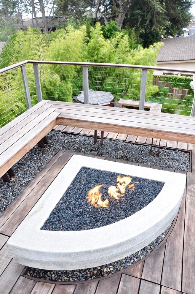 Backyard Bbq Pit for a Contemporary Patio with a Wood Patio and Falling Cliff by Jeffrey Gordon Smith Landscape Architecture