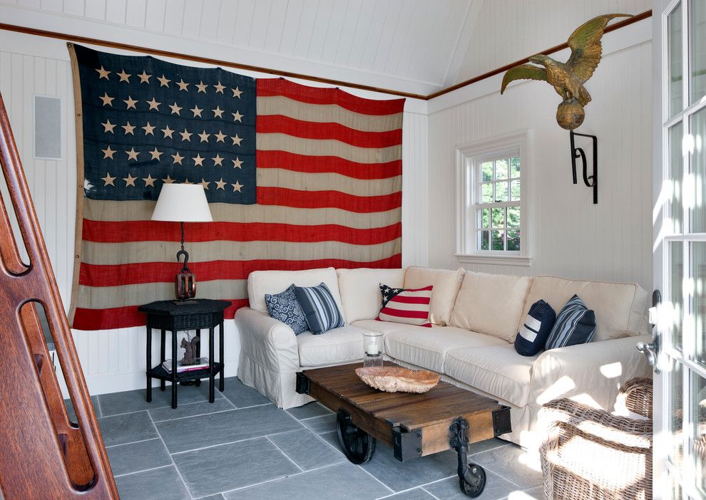 Bald Eagle Wingspan for a Beach Style Living Room with a Tongue and Groove Ceiling and Beach Style Living Room by Patrickahearn.com