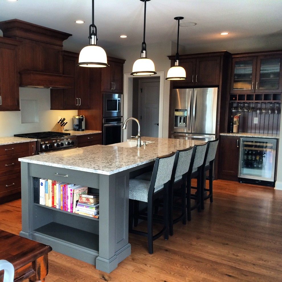 Bar Method Oakland for a Traditional Kitchen with a Gray Painted Island and Gray: Color of the Moment by Columbia Cabinets