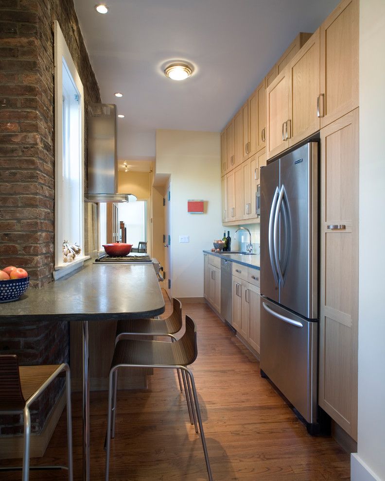 Barrow Furniture for a Transitional Kitchen with a Decorator and Brooklyn Penthouse by Village West Design