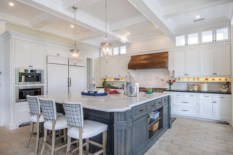 Barstol for a Beach Style Kitchen with a Kitchen Pendants and Manhattan Beach Cape Cod Home by Home Beach Designs