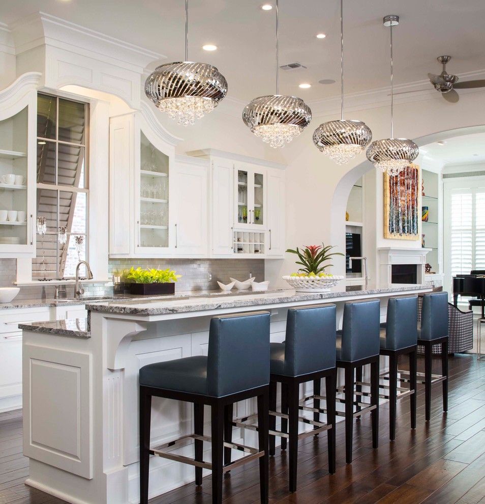 Barstool Height for a Transitional Kitchen with a Barstools and Kitchen by Posh Exclusive Interiors