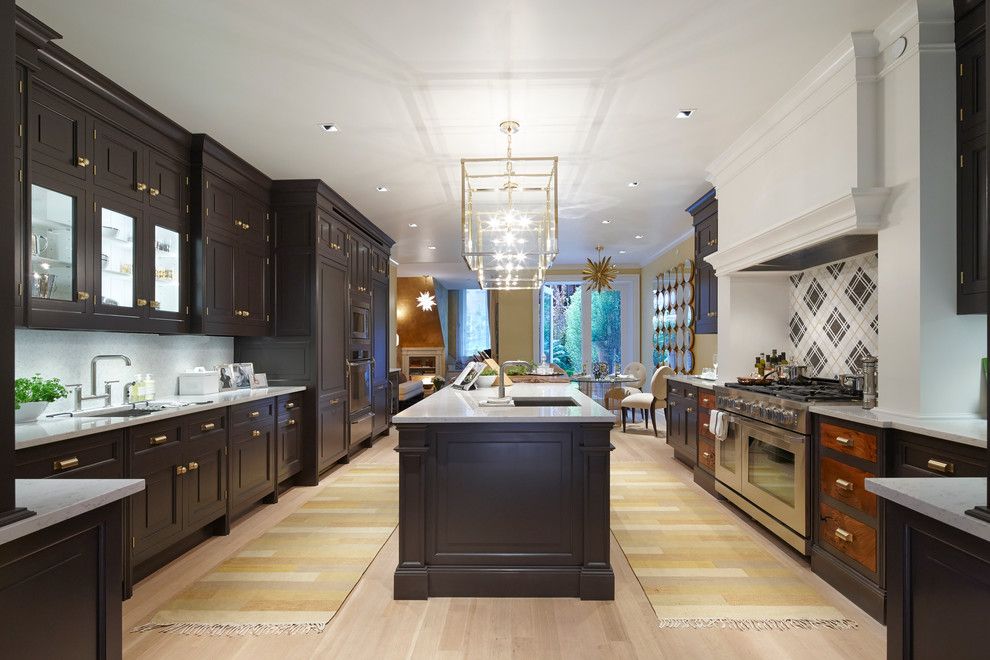 Basketball Court Layout for a Contemporary Kitchen with a Plaid Backsplash and Kohler by Kohler