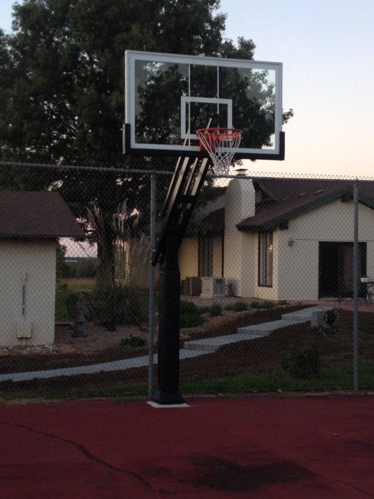 Basketball Court Measurements for a Traditional Landscape with a Driveway Basketball Hoop and Paul F's Pro Dunk Platinum Basketball System on a 58x34 in Lawrence, Ks by Pro Dunk Hoops