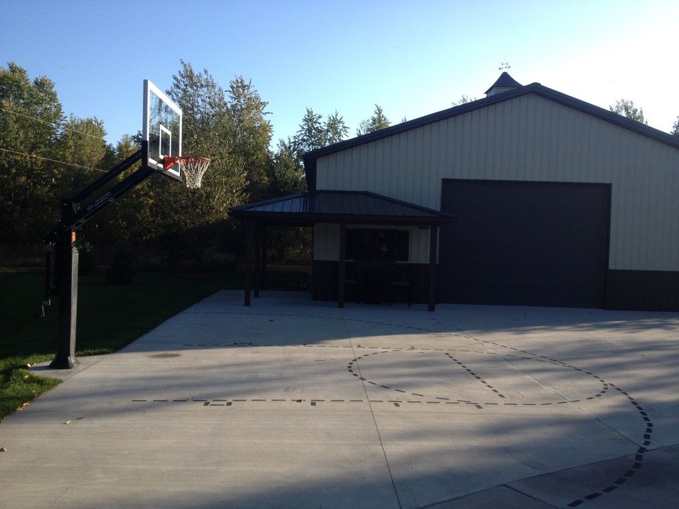 Basketball Court Measurements for a Traditional Landscape with a Half Court and Steven M's Pro Dunk Platinum Basketball System on a 45x45 in Belding, Mi by Pro Dunk Hoops