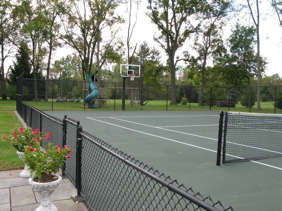 Basketball Court Measurements for a Traditional Landscape with a Macungie and Kurt S's Hercules Platinum Basketball System on a 70x120 in Macungie, Pa by Pro Dunk Hoops