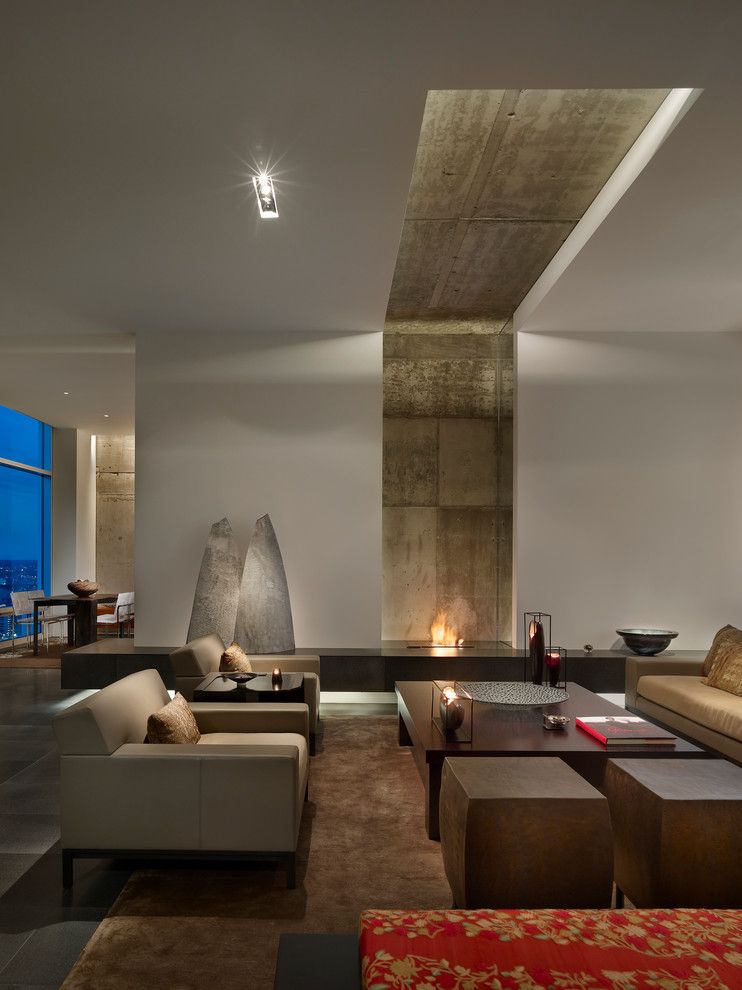 Bayou City Event Center for a Contemporary Living Room with a Concrete Walls and Penthouse Residence by Cecil Baker + Partners