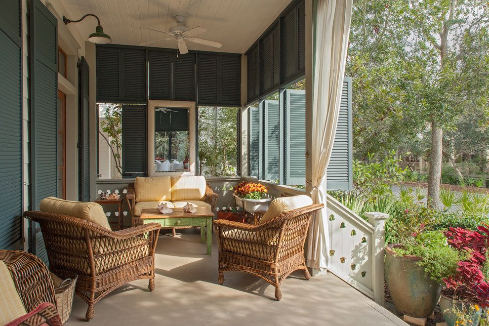 Beach Cottages San Diego for a Beach Style Porch with a Louvered Shutters and Fish Camp Beach Cottage by Historical Concepts