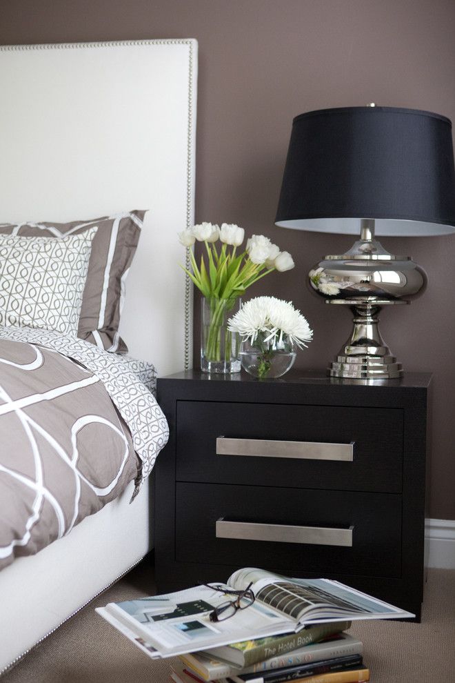 Bedsonline for a Contemporary Bedroom with a Nightstand and Custom Millwork by Jodie Rosen Design