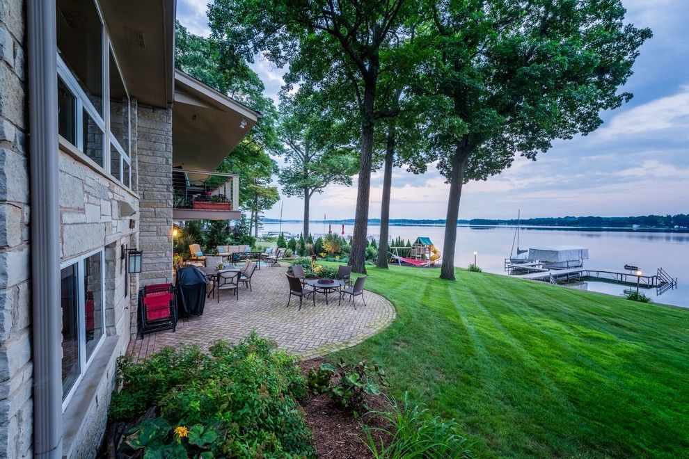 Belden Brick for a Traditional Patio with a Patio and Lake Country Garden and Sculpture by Landcrafters, Inc