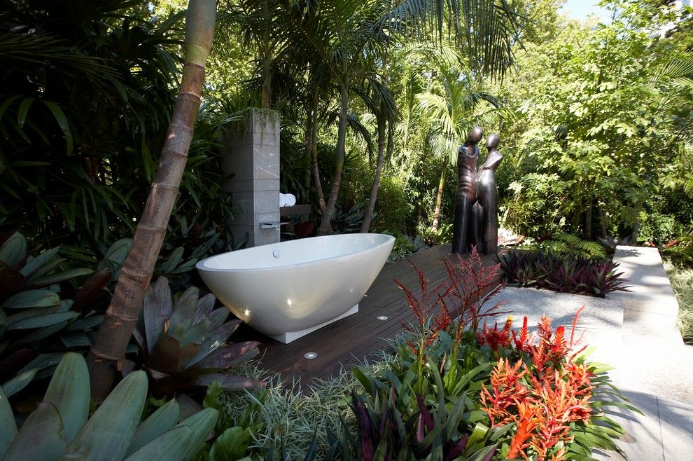 Bellagio Day Spa for a Contemporary Patio with a Outdoor Freestanding Bathtub and Reflections by Dean Herald Rolling Stone Landscapes