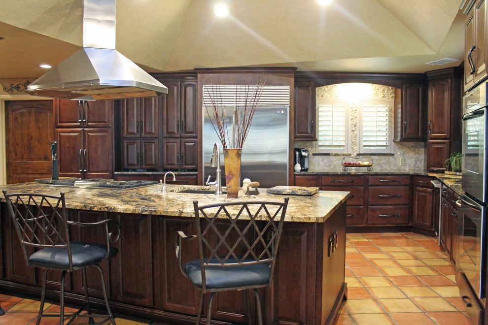 Belterra Austin for a Traditional Kitchen with a Island Hood and Traditional Rustic Kitchen Design by Tukasa Creations, Inc.