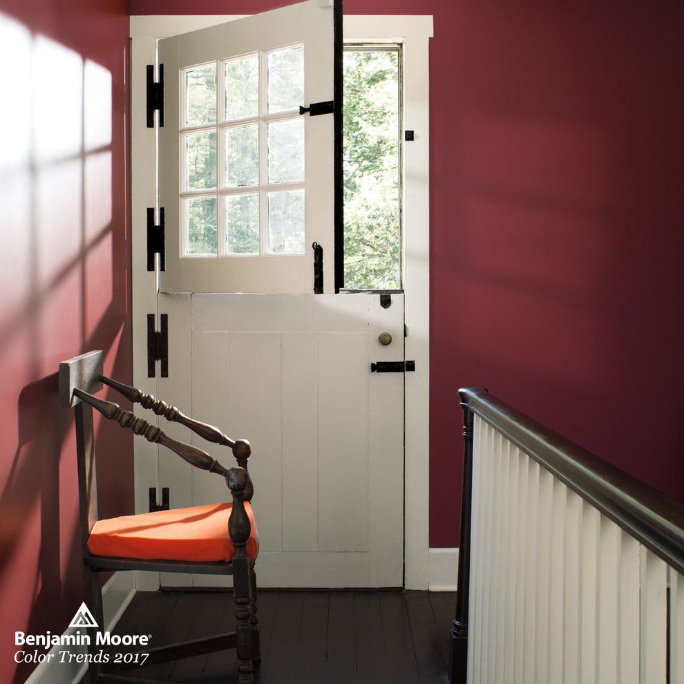 Benjamin Moore Whites for a Contemporary Hall with a Dutch Door and Benjamin Moore by Benjamin Moore